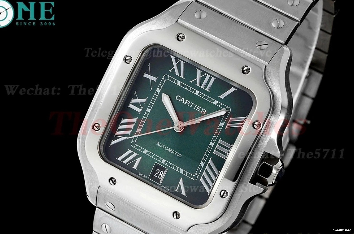 SS SS Santos Cartier XL 40mm MY9015 AF Green De Dial 0522